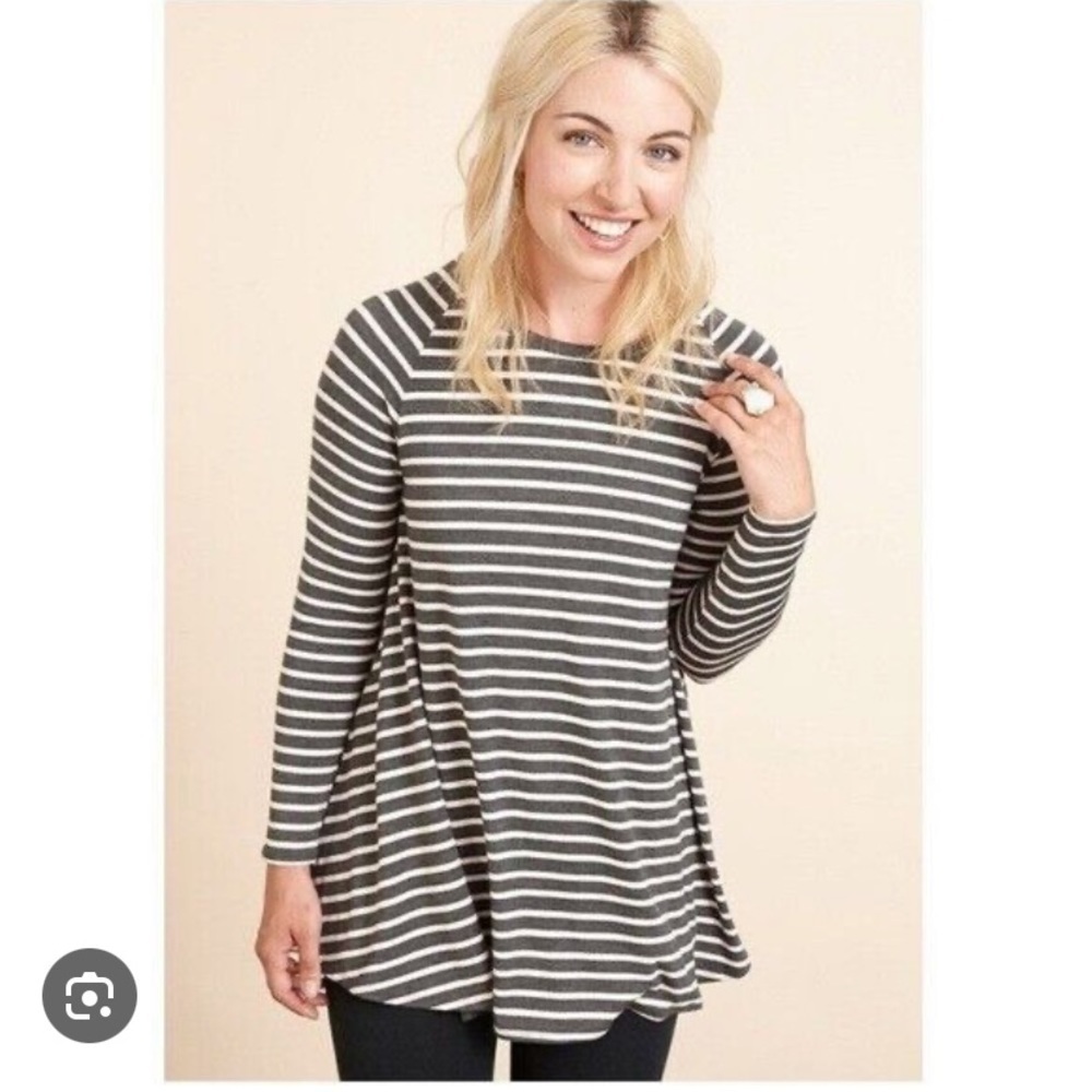 Matilda Jane Gray Pink Striped Once Upon A Time Kettle Tee Tunic Shirt